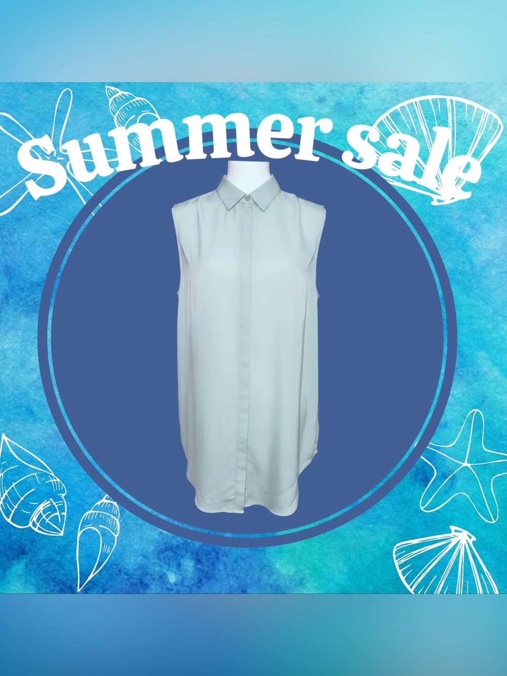 Express Sleeveless Button-Down Tunic- Sage Green